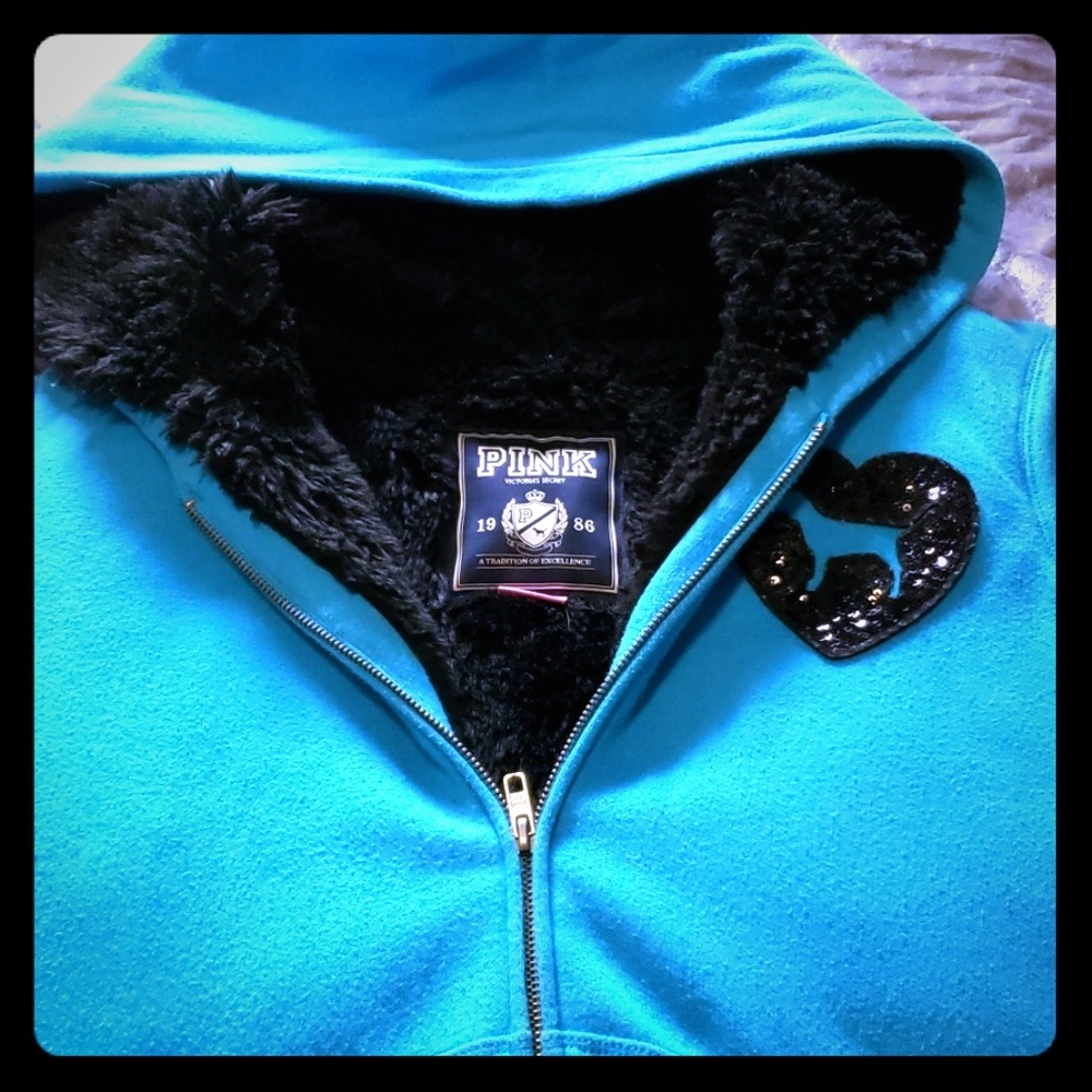RARE Victorias Secret Pink Fur fashion show hoodie